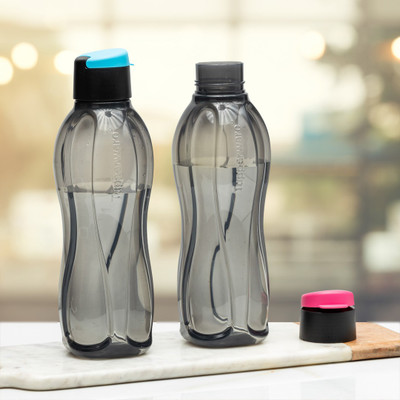 Tupperware Xtreme Fliptop Bottle 1000 ml Bottle(Pack of 2, Black, Plastic)
