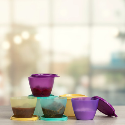 TUPPERWARE Plastic Fridge Container – 400 Ml  (Pack Of 6, Green, Purple, Yellow) For Rs. 482 @ 55 %