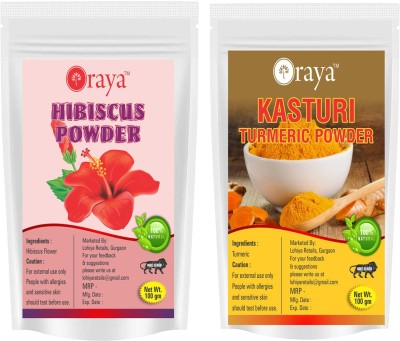 Oraya Hibiscus Powder & kasturi Haldi Powder-100gm-Packof-2-Pouch-(200 g)