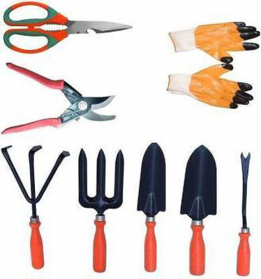 JetFire German Style Pruner Set of 6 & Scissor, Gloves Garden Tool Kit(7 Tools)