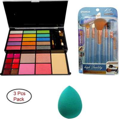 EOD Makeup Kit Eye shadow/Blush/Powder/Lipstick/Brush/Blender Puff Set(Pack of 3)