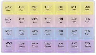 Kreya Enterprise 7 Day Weekly 28 Compartments Pill Box Pill Medicine Organizer Reminder Storage Pill Box(Multicolor)