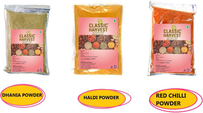 Classic Harvest ESSENTIAL SPICES COMBO - CORIANDER POWDER , TURMERIC POWDER , RED CHILLI POWDER ( PACK OF 3, 100g EACH )(3 x 100 g)