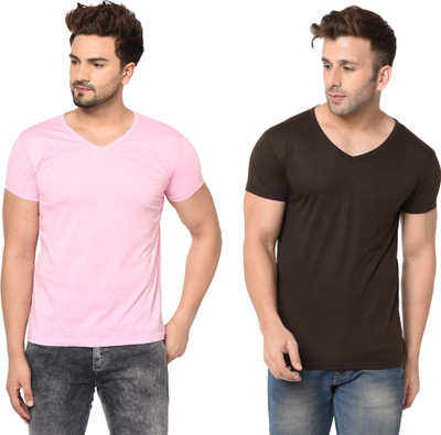 Adorbs Solid Men V Neck Multicolor T-Shirt