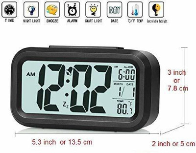 RHONNIUM Digital Black Clock