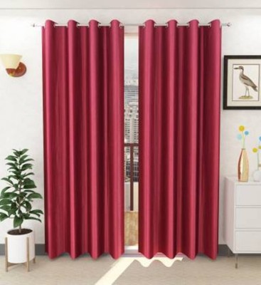 BELLA TRUE 270 cm (9 ft) Polyester Semi Transparent Long Door Curtain (Pack Of 2)(Plain, Maroon)