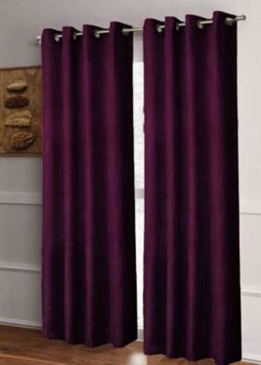 N2C Home 270 cm (9 ft) Polyester Semi Transparent Long Door Curtain (Pack Of 2)(Plain, Wine)