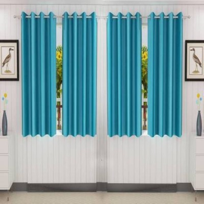 Elegant Decore 151 cm (5 ft) Polyester Semi Transparent Window Curtain (Pack Of 4)(Plain, Aqua)