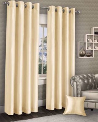 BELLA TRUE 213 cm (7 ft) Polyester Semi Transparent Door Curtain (Pack Of 2)(Plain, Cream)