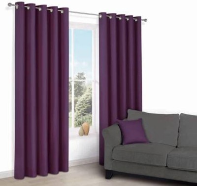 Styletex 151 cm (5 ft) Polyester Semi Transparent Window Curtain (Pack Of 2)(Plain, Purple)