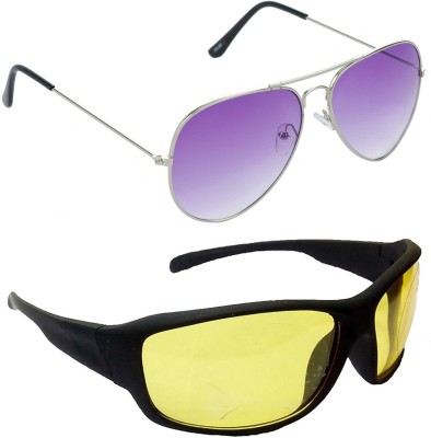 Hrinkar Aviator Sunglasses(For Men & Women, Violet)