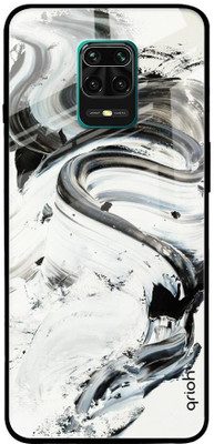 QRIOH Glass Back Cover for Mi Redmi Note 9 Pro Max(Multicolor, Grip Case, Silicon, Pack of: 1)