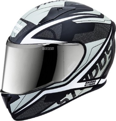 STUDDS Thunder D4 Matt Black N6 Motorbike Helmet(Black, White)