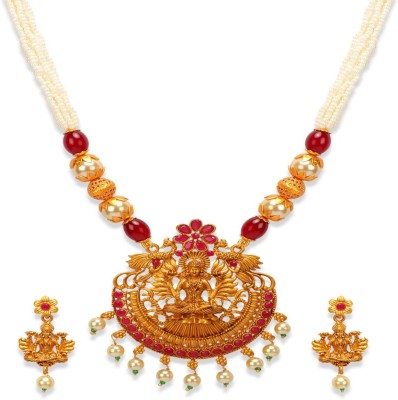 Jewels Capital Alloy Gold-plated Red, Gold Jewellery Set(Pack of 1)