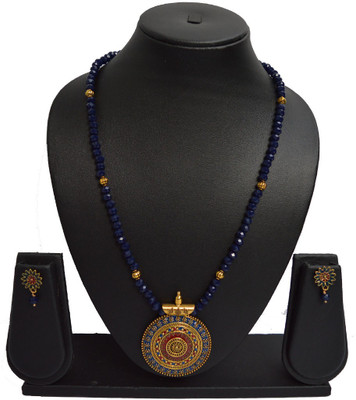Sandhya Designer Studio Stone Blue Jewellery Set(Pack of 1)