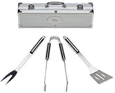 arkit Stainless Steel 3PC BBQ Tool Set Barbecue Cooking Tools Kit with Metal Case Box Kitchen Tool Set(Silver, Spatula)