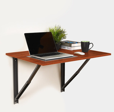 Forzza Oliver Engineered Wood Study Table(Wall Mounted, Finish Color - Teak)