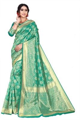 Swassy Fab Self Design, Woven, Solid/Plain Kanjivaram Jacquard, Cotton Silk Saree(Pack of 2, Multicolor)