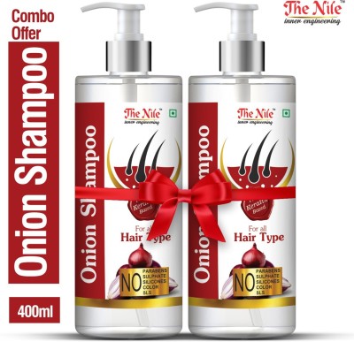 The Nile Onion Shampoo with Vitamin E, Natural Extracts & Herbs (SLS & PARABEN FREE), (Combo of 2 Bottle of 200 Ml) Men & Women (400 ml)(400 ml)