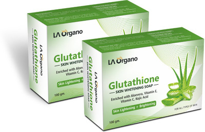 LA Organo Glutathione Aloe Vera Skin Lightening & Brightening Soap For All Skin Type-Pack of 2(2 x 100 g)