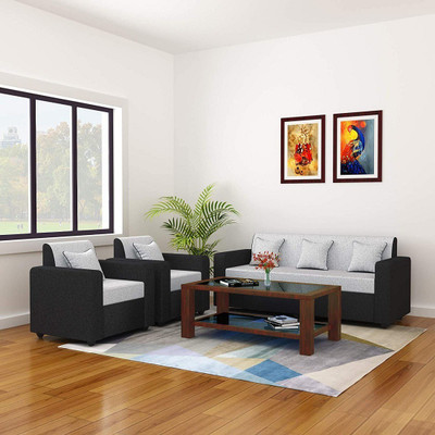 CHILLI BILLI Fabric 3 + 1 + 1 Grey Sofa Set