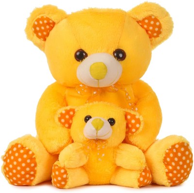 LNSAR Mother with Baby Teddy Bear Soft/Stuff Toy for lovely kids (Yellow)  - 35 cm(Yellow)