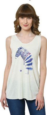 Trendygal Casual Sleeveless Graphic Print Women White Top