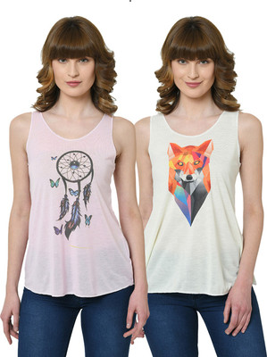 Trendygal Casual Sleeveless Graphic Print Women Multicolor Top