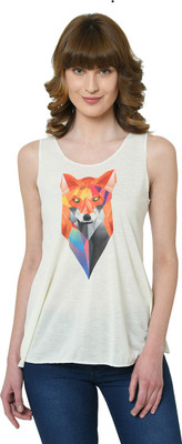 Trendygal Casual Sleeveless Printed Women White Top
