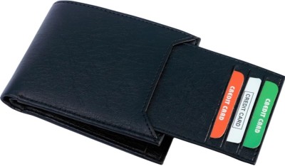 SHAMRIZ Boys Casual, Formal, Trendy Black Artificial Leather Wallet(7 Card Slots)