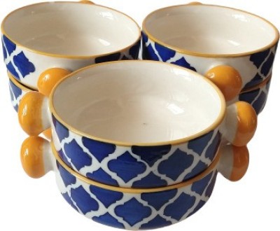 maya sales Ceramic Soup Bowl(Pack of 6, Blue, Yellow, White)