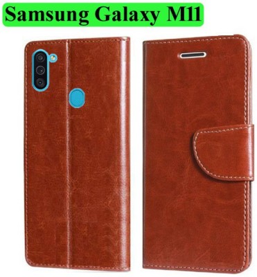 Wynhard Flip Cover for Samsung Galaxy M11(Brown, Grip Case, Pack of: 1)