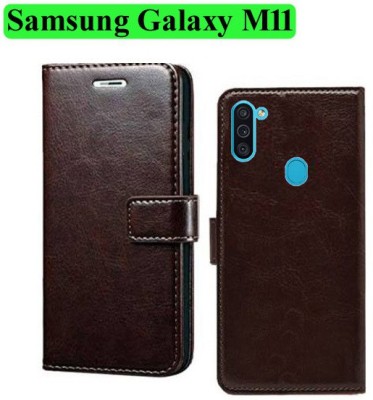 Wynhard Flip Cover for Samsung Galaxy M11(Brown, Grip Case, Pack of: 1)