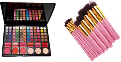 Miss Hot Professional 60 Color eyeshadow 12 highgloss 3 Color Powder 3 Blusher With 3D Effect, Makeup Brush Set of 10(11 Items in the set)