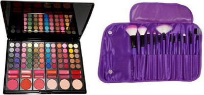 Miss Hot Professional Makeup 78 Color Kit 3 Color Blush 3 Color Powder 12 Color Highgloss 60Color Eyeshadow Pallete, Makeup Brush Set of 12(2 Items in the set)