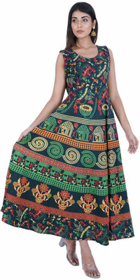 Majestic Women Women Maxi Green Full Length Dress