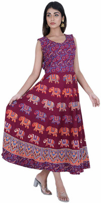 Rangun Women Maxi Multicolor Midi/Calf Length Dress