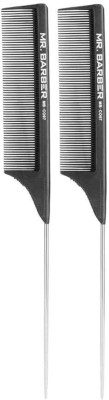 Mr. Barber Carbon Comb /Carbon Pin Tail Comb /Professional Colouring Comb -Set of 2 Combs