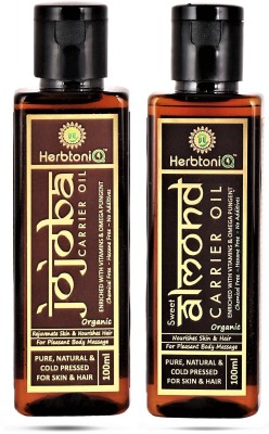 HerbtoniQ Organic And Sweet Almond Cold Pressed Carrier Oil For Face-Skin Care And Hair Oil(200 ml)