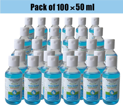 Therawin Anti-Bacterial Alcohole Based  100x50 ML Hand Sanitizer Bottle  (100 x 50 ml)