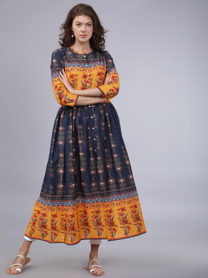Vishudh Women Floral Print Anarkali Kurta(Multicolor)