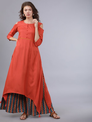 Vishudh Women Solid A-line Kurta(Red)
