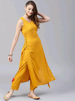 79% OFF on Mahima Creations Women Solid Straight Kurta(Yellow) 79% OFF on Mahima Creations Women Solid Straight Kurta(Yellow)