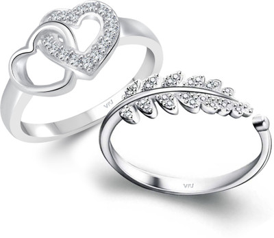 Divastri Contemporary Combo Ring for Girls Alloy Crystal, Cubic Zirconia Platinum Plated Ring Set