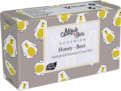 Mirah Belle Honey Beer Dry Skin Soap Bar (125 g) - Organic and Natural - For Dehydrated & Infection Prone Skin. Helps Smoothen & Soften Skin. Vegan, Handmade, Cruelty Free, SLS, Paraben, GMO-Free.(125 g)