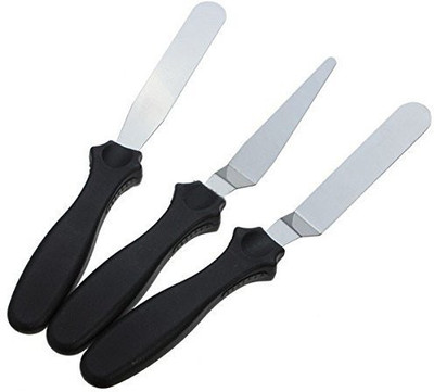 Betlex Professional Offset Spatula Set with Plastic Handle - 3 - Piece Stainless Steel Icing Spatula Variety Set & Cake Decorating Tools, Flexible Resistant Blades, 2 Angled and 1 Straight Offset Spatula(Pack of 3)