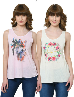 Trendygal Casual Sleeveless Graphic Print Women Multicolor Top