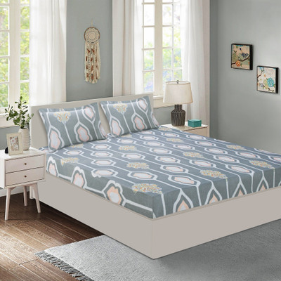 Flipkart SmartBuy 140 TC Microfiber Double Printed Flat Bedsheet(Pack of 1, Grey)