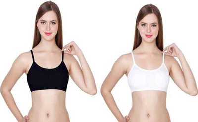 YOUR SHOPPING STORE Women Bralette Lightly Padded Bra(Black, White)