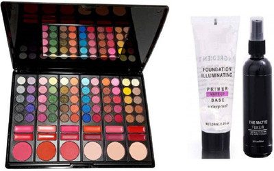 Miss Hot Professional 60 Color eyeshadow 12 highgloss 3 Color Powder 3 Blusher With 3D Effect, Makeup Primer & Makeup Fixer(3 Items in the set)